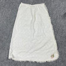 VINTAGE 40s 50s Petticoat Slip Skirt Size Small Lace Ruffle Embroidered Elastic