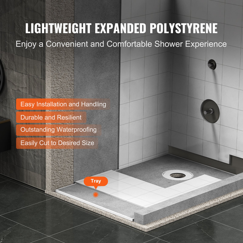 60"x38" Waterproof Shower Pan Kit Offset Drain EPS Base | Easy DIY Installation - Picture 4 of 12