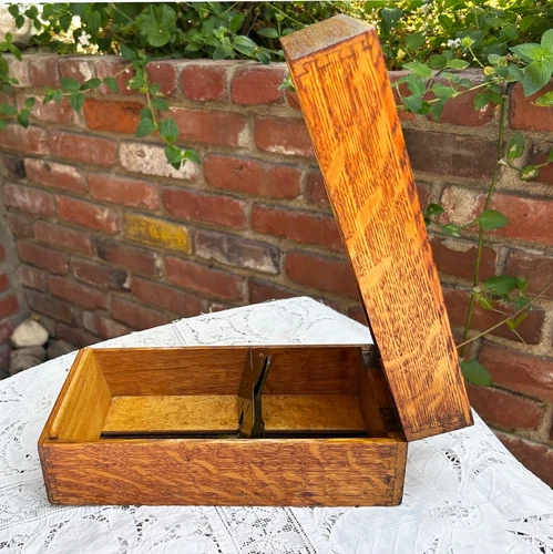 Vintage Oak Office Recipe Index Card File Box Dove Tail MCM Pristine National