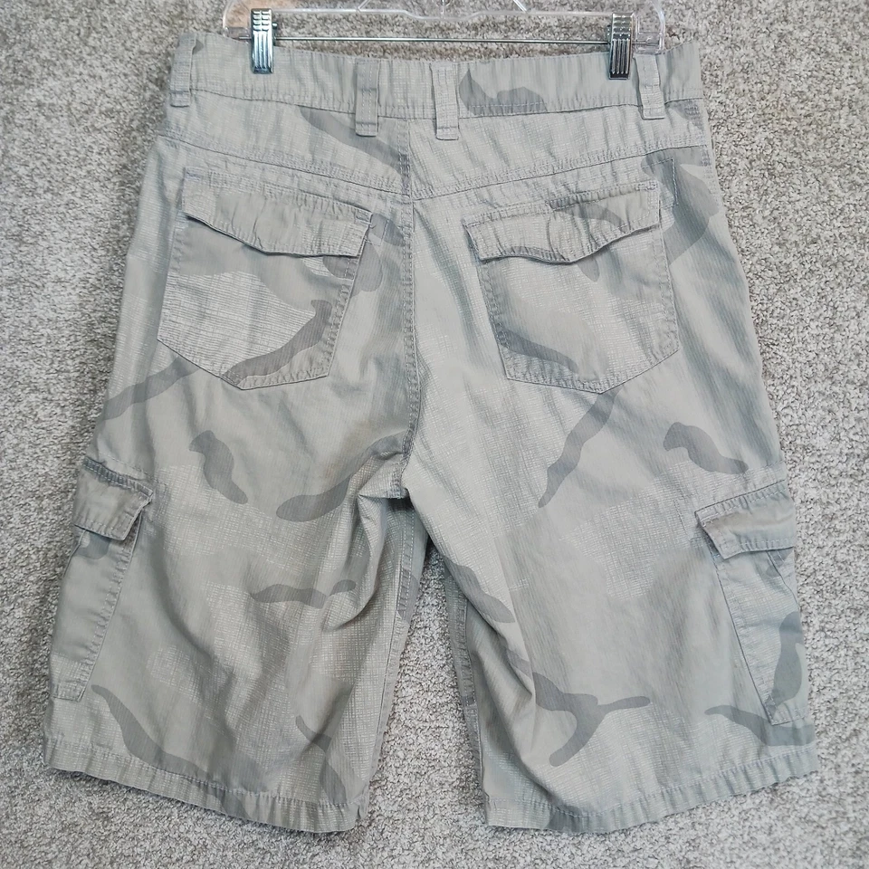Pantalones Cortos Máquina Para Hombre 34 Gris Camuflaje Lona Alto Bolsillos Carga Foto 4 de 4