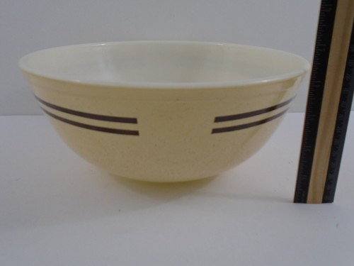 Pyrex Mixing Nesting Bowl Yellow Speckle Brown Stripe 1970s 404 Replacement 4qt - Picture 2 of 6