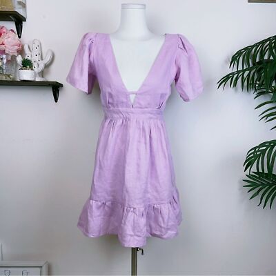 Lusana Coco Linen Mini Dress in Mauve NWT Women Dress Size Small | eBay