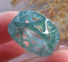 Video Certified Icy Green 100 A JADE Jadeite Heart RING USA. 6.5    681941