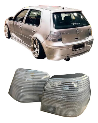 Pair Clear White Tail Lights Golf MK4 Left + Right Side Euro Tuning