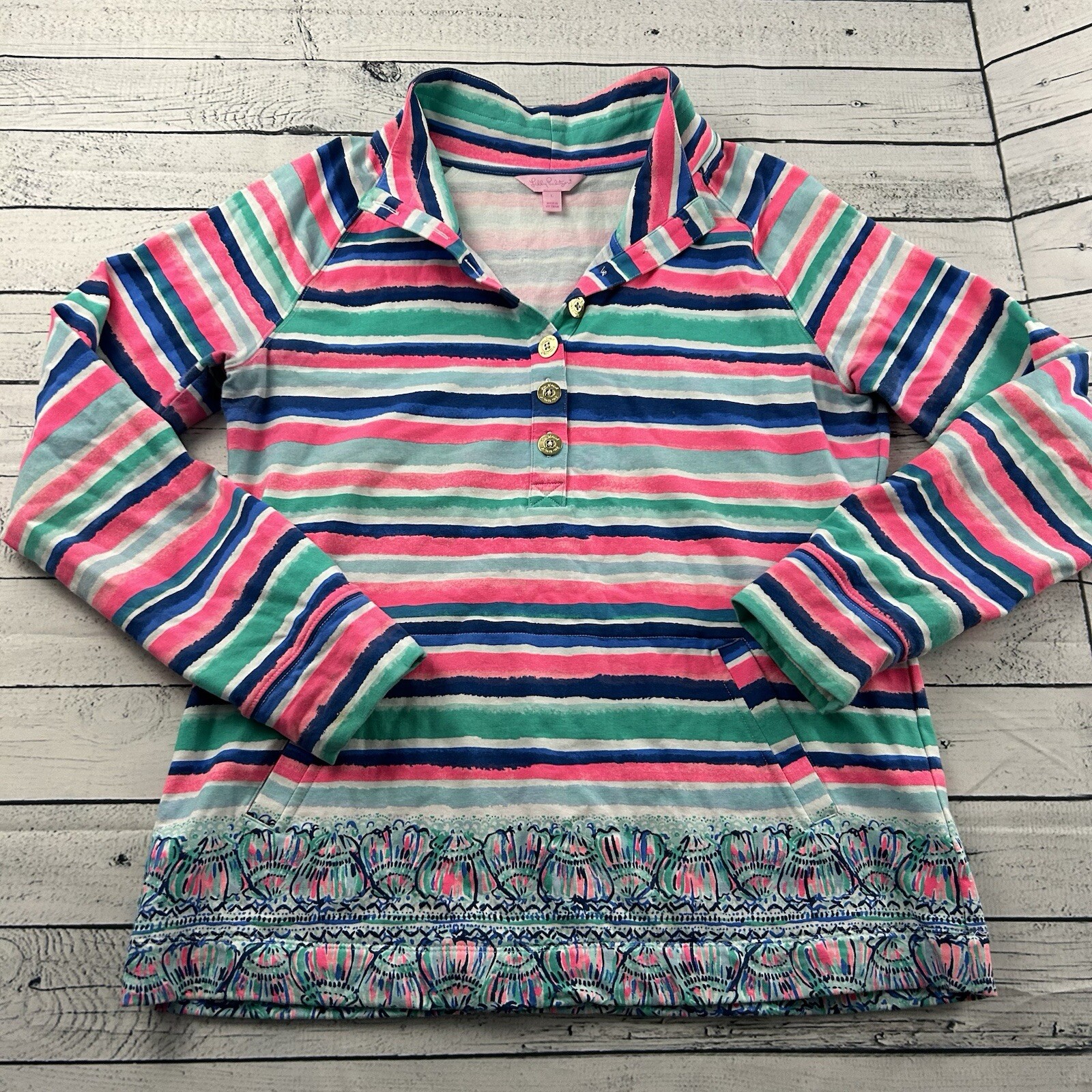 Lilly Pulitzer Striped Pullover Button Front Jack… - image 1