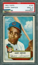 1952 TOPPS # 193 HARRY SIMPSON PACK FRESH PSA 9   MAC FINEST & SPOTLESS POP 3 *