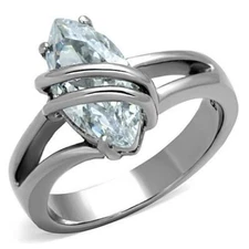 TK1531 - High polished (no plating) Stainless Steel Ring with AAA Grade CZ  in