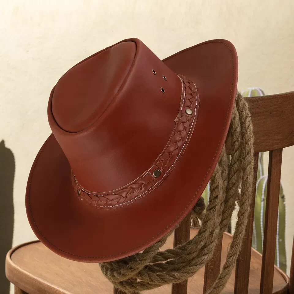 Genuine Leather Cowboy hat Western Style HAT Men and Women Shapeable
