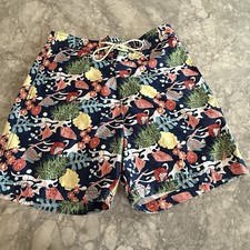 Nautica Swim Trunks Mens Size Medium Blue Fish Print Beach Surf Board Shorts