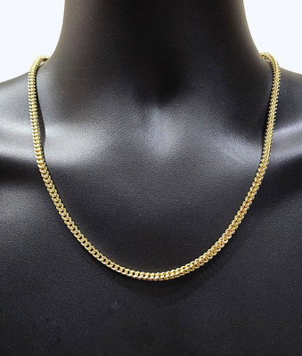 Real 14k Yellow Gold Necklace Franco Diamond Cut Chain 3mm 22'' inch 14kt Unisex