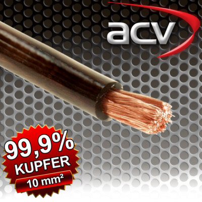 ACV 50-100-101 OFC Kupfer High End Powerkabel 10mm² Kabel schwarz Meterware