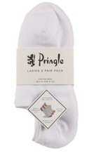 PRINGLE | Womens Secret White 3 PACK Low Cut Trainer Socks | One Size UK 4-8