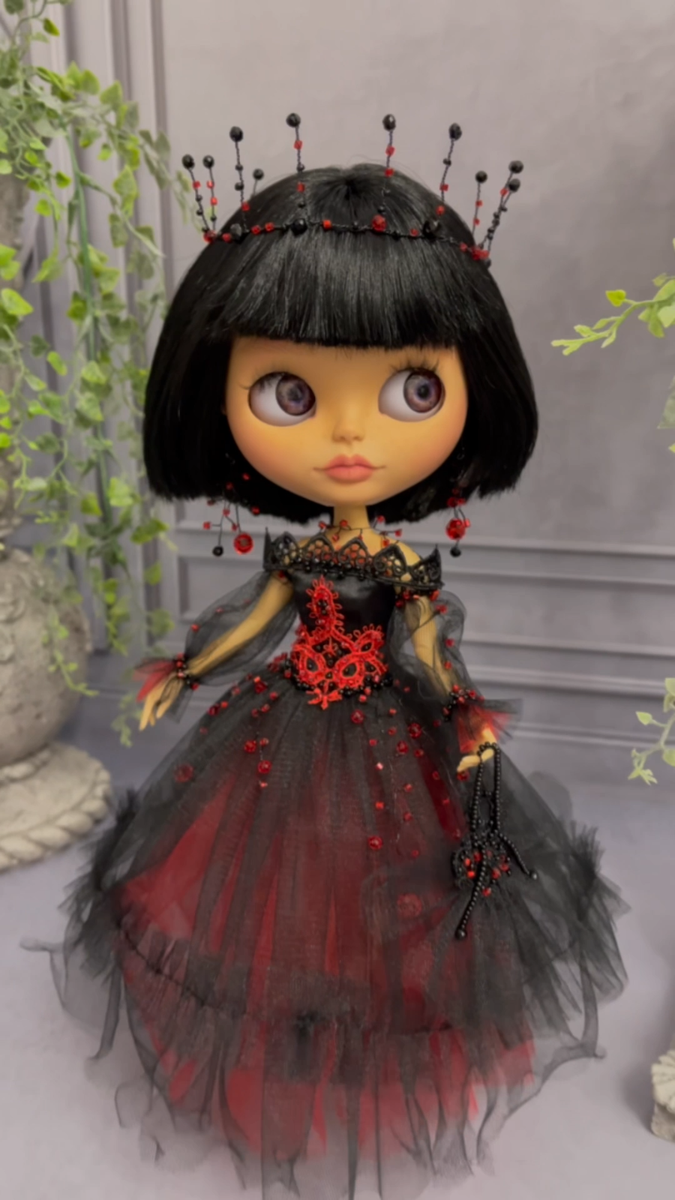 Tenue Robe Noire Et Rose Pour Poupée Blythe - Échelle 1/6, Neuf, Style Tribunal, Accessoire Détaillé