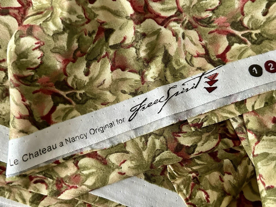Le Chateau Nancy Original For Free Spirit Leaf Fabric Red Green 78" x 44" - Image 3 of 3