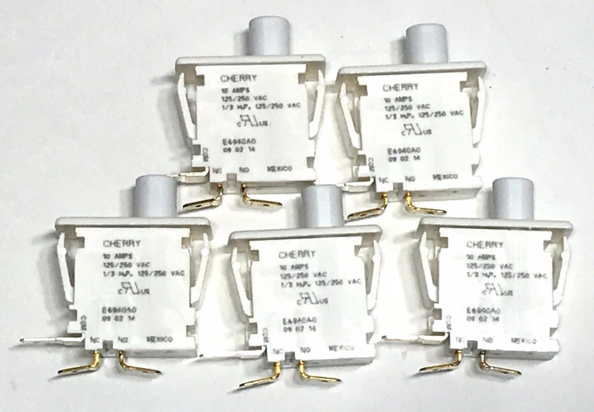 【関税込み】Pushbutton ボンバー Lot Of 5 Cherry 0E6940A0 Switch Pushbutton 10A 125/250 Vac