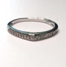 Clear CZ Curved Wedding Ring Sterling Silver Sizes 4 to 10 NEW