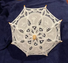 Battenburg Victorian Parasol Lovely White 11" Wedding or Shower Decor