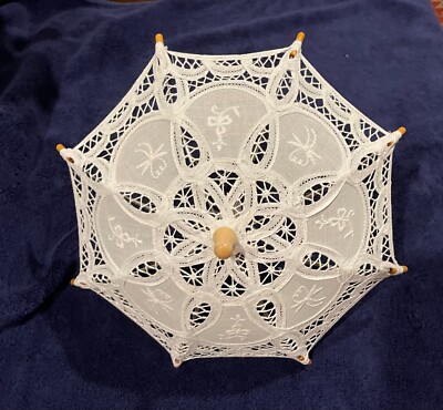 Battenburg Victorian Parasol Lovely White 11'' Wedding or Shower Decor