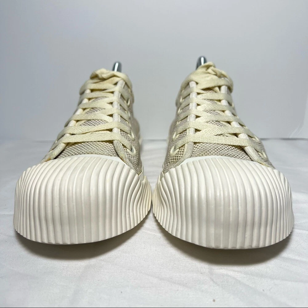 Tory Burch Buddy Cap Toe Canvas Beige Low Top Sneakers Shoes