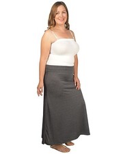 Womens Plus 1X,2X,3X Gray Fold Over Waist Long Flare Skirt