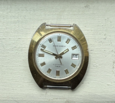 VINTAGE BLACK SHIELD ELECTRONIC WRISTWATCH NEEDS BATTERY