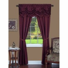 5 pc Window Set Burgundy Red Curtains Panels Drapes Pair Valance 84 63 inch L