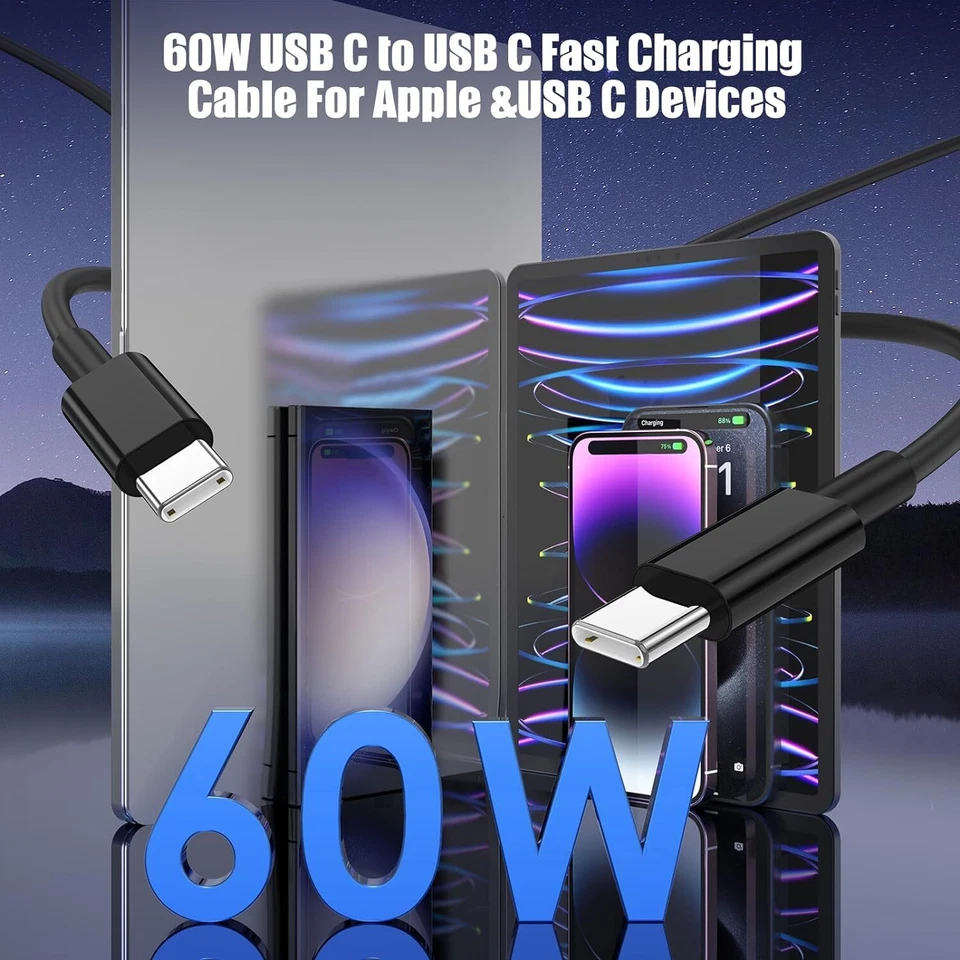 65W PD + USB A Fast Wall Charger Type C Cable For Google Pixel 9 8 7 Pro 8a 7a - Image 4 of 4