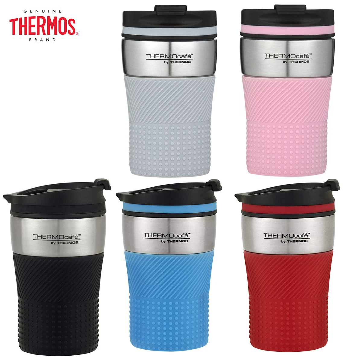 New THERMOS ThermoCafe Vacuum Insulated Travel Cup 200ml Coffee Cup Black  Red