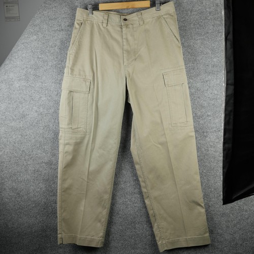 Vintage Ralph Lauren Pants Mens 34x30 Beige Cargo Relaxed Fit Workwear Loose USA