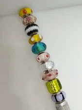 Lot of 10 Murano Style Glass Beads Charms Different Brands and Colors