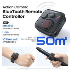 50M Bluetooth Remote Control for Insta360 Hero Cameras, 96H Battery Life