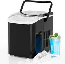Countertop Ice Maker Machine with Handle, 26lbs in 24Hrs, 9 Ice Cubes Ready in