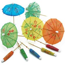 Multicolored 24-Pack Decorative Cocktail Umbrella Picks 4 Inch 10 cm