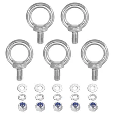 5Pcs M10 x 18mm 304 Stainless Steel Lifting Shoulder Eye Bolt with Nuts Washers