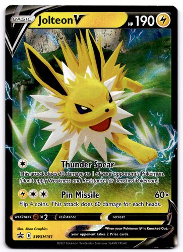 Jolteon V SWSH151 SWSH Sword & Shield Black Star Promo Pokemon Card - NM