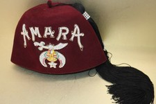 Vintage jeweled Freemason Shriner FEZ hat Amara size 7-1/8 VERY ORNATE