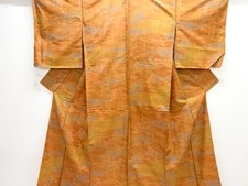 7583969: JAPANESE KIMONO / ANTIQUE KIMONO / SILK / OSHIMA TSUMUGI / CARRIAGE