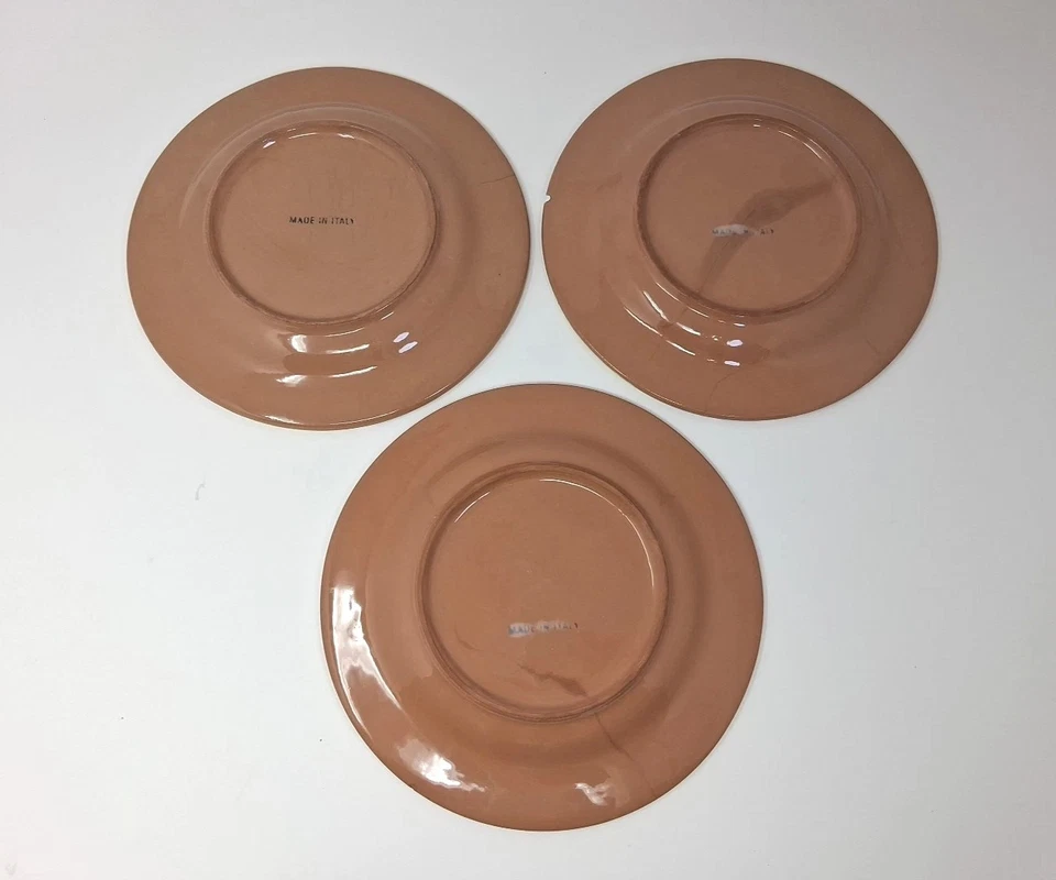 Lote de 3 placas de tulipán de pintura a mano italiana cerámica envejecida locura amarillo pálido 8,5" Foto 4 de 4