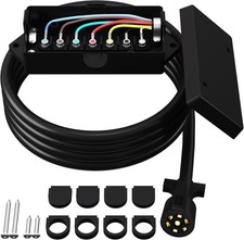 Heavy Duty 7 Way Plug Inline Trailer Cord 8 Ft Wiring Harness with 7 Gang Waterp