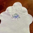 Bread/Dinner Roll Linen Basket Liner Cover-Embroidered Blue Flowers — photo 2
