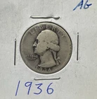 1936 Washington Quarter 90% Silver 25C
