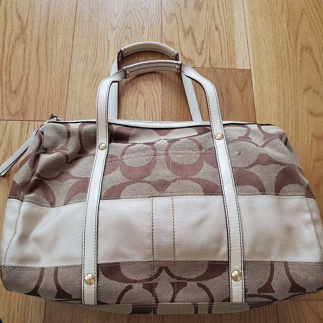 Coach Beige & Brown Leather Handbag QO0HDV