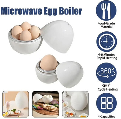 Microwave Egg Cooker Poacher Boiler Steamer Kitchen Tool 4 Eggs Fast Cooker