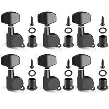 Black Sealed Guitar Tuners Pegs, 6 Right String Tuning Pegs Keys Machine Head...
