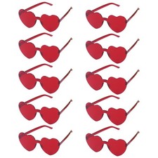 10 Pairs Heart Sunglasses Red Heart Glasses Party Sunglasses Heart Shape Heart Bri...