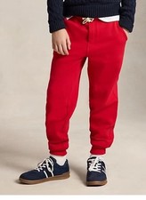 POLO RALPH LAUREN Red Big BOYS Logo Fleece Jogger Pants Pockets Size L/G 14 16