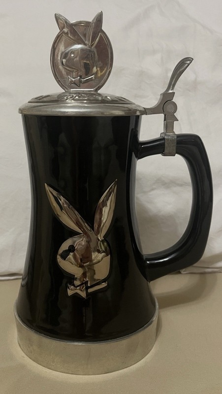 Rare 2004 Playboy Ceramic Stein With Rabbit Head Finial And An Embossed Logo