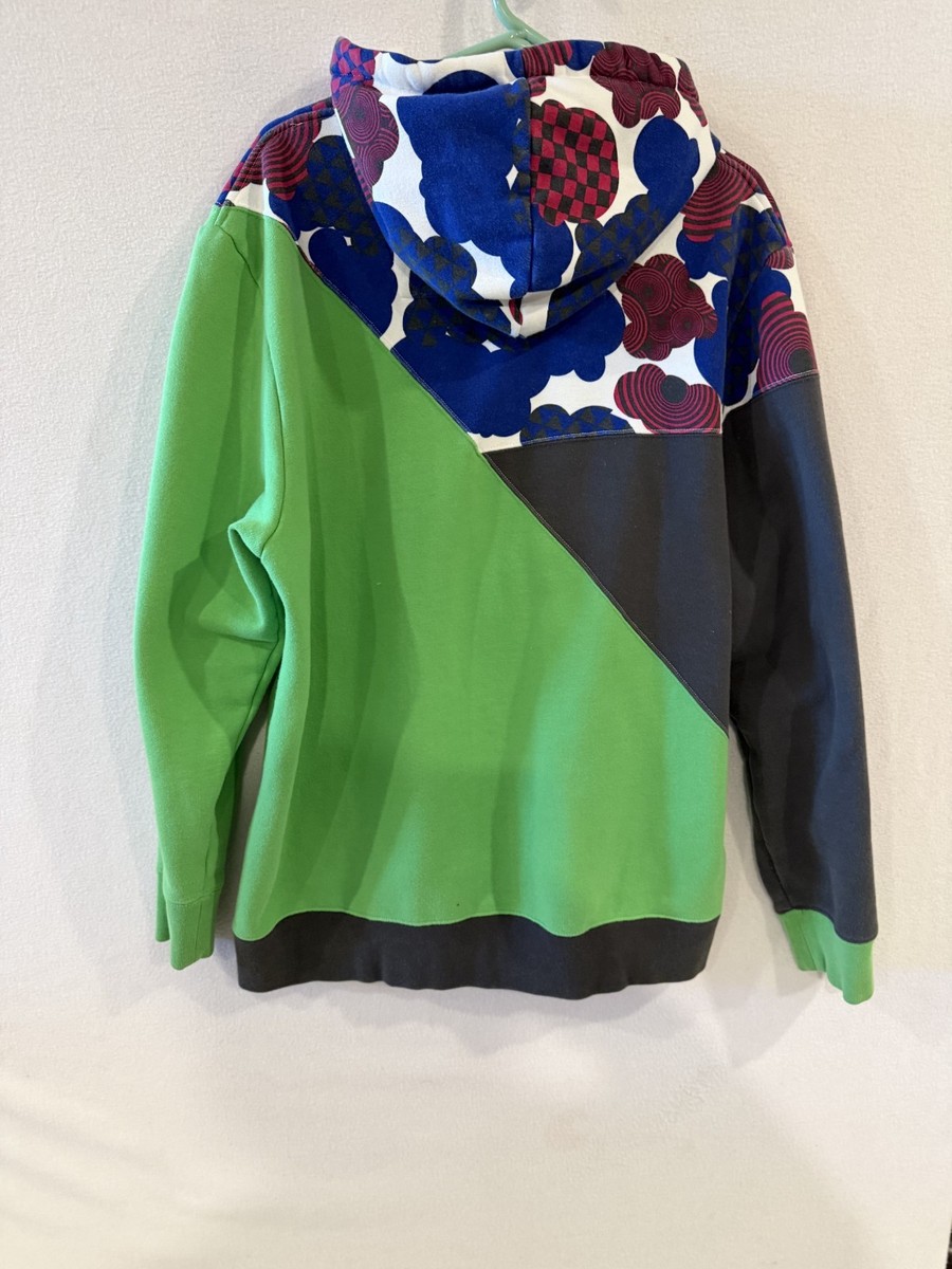 Vintage Y2K Vurt Mens Patchwork Colorblock Zip Hoodie Skater