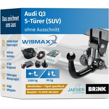 ANHÄNGERKUPPLUNG für Audi Q3 F3B 18-25 abnehmbar BRINK + 13-pol ESatz spezifisch