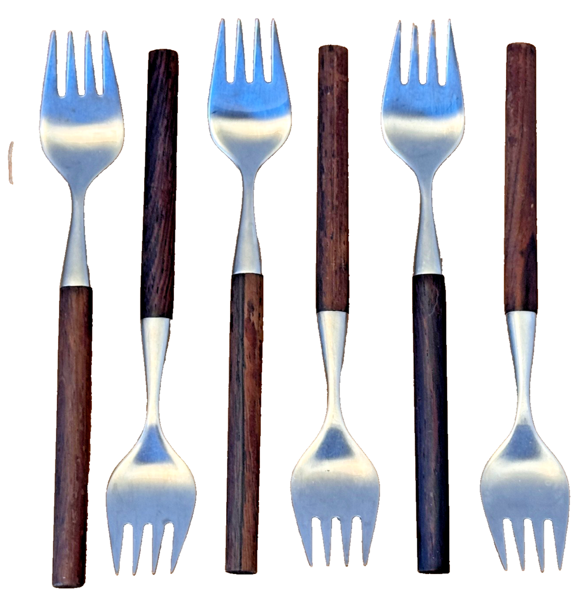 6 Lauffer Oslo Norway Palisander Rosewood Stainless Wood Flatware